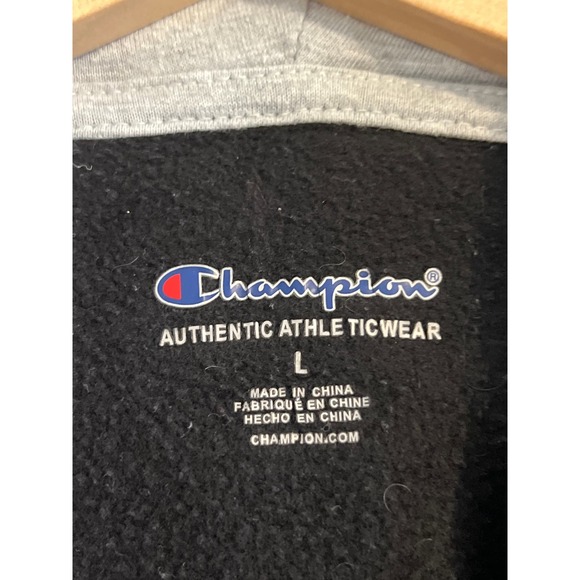 Champion® Signature Logo Fleece Pull Over Hoodie Black Blend Sz Large - Picture 4 of 5